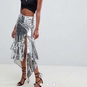 ASOS Silver Sequin Skirt